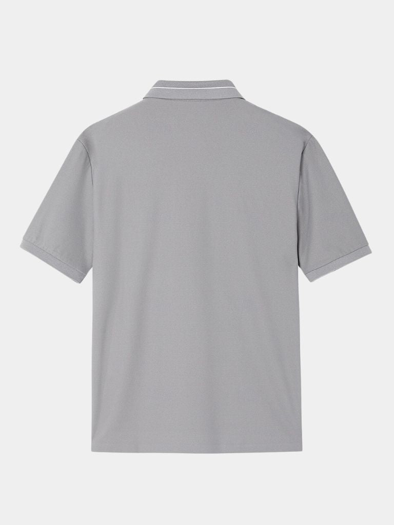 Steel Grey Polo — North Row | Model Wearing
