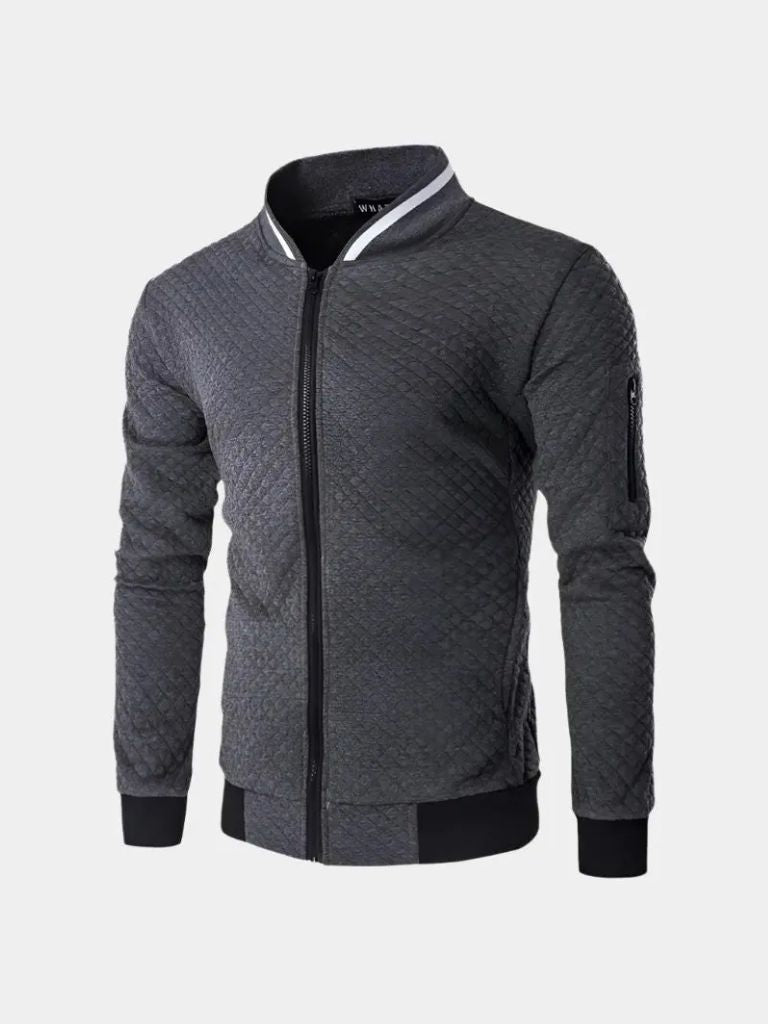 Textured Casual Bomber Jacket — North Row | Close-Up
