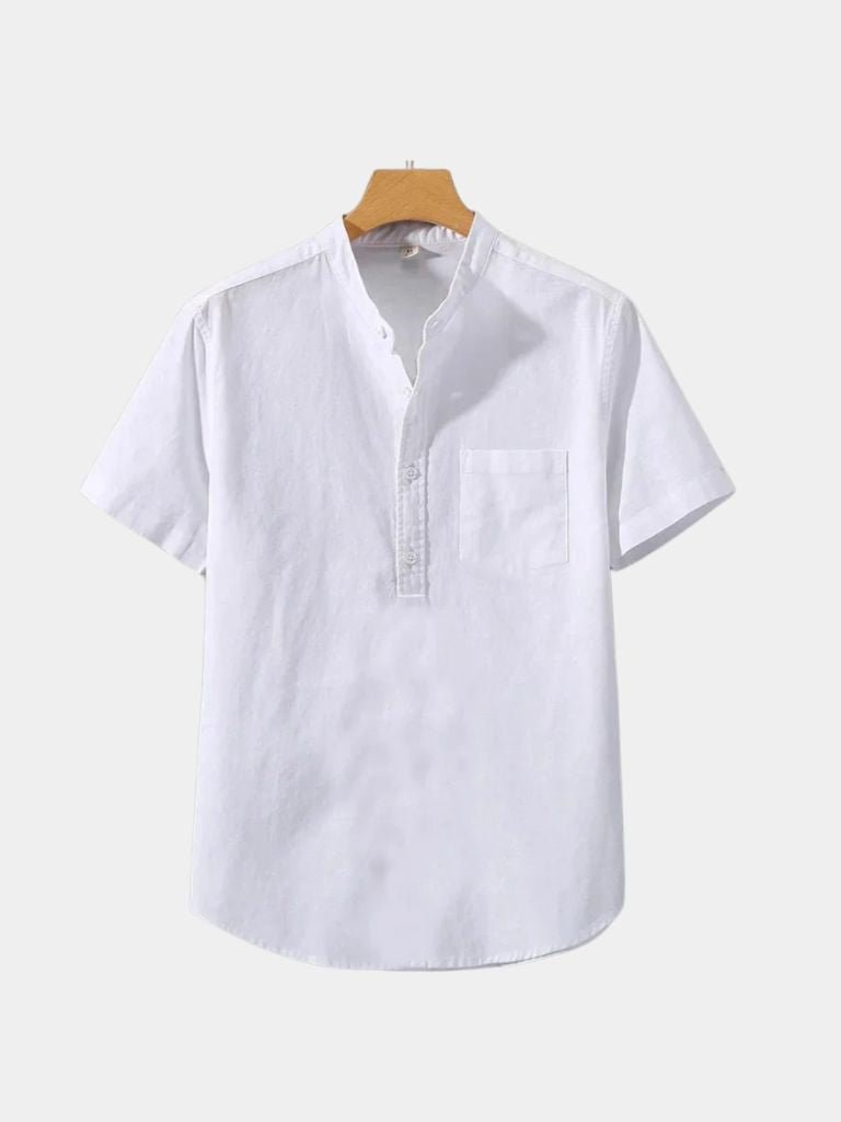 White Wellspring Linen T-Shirt — North Row | Side View