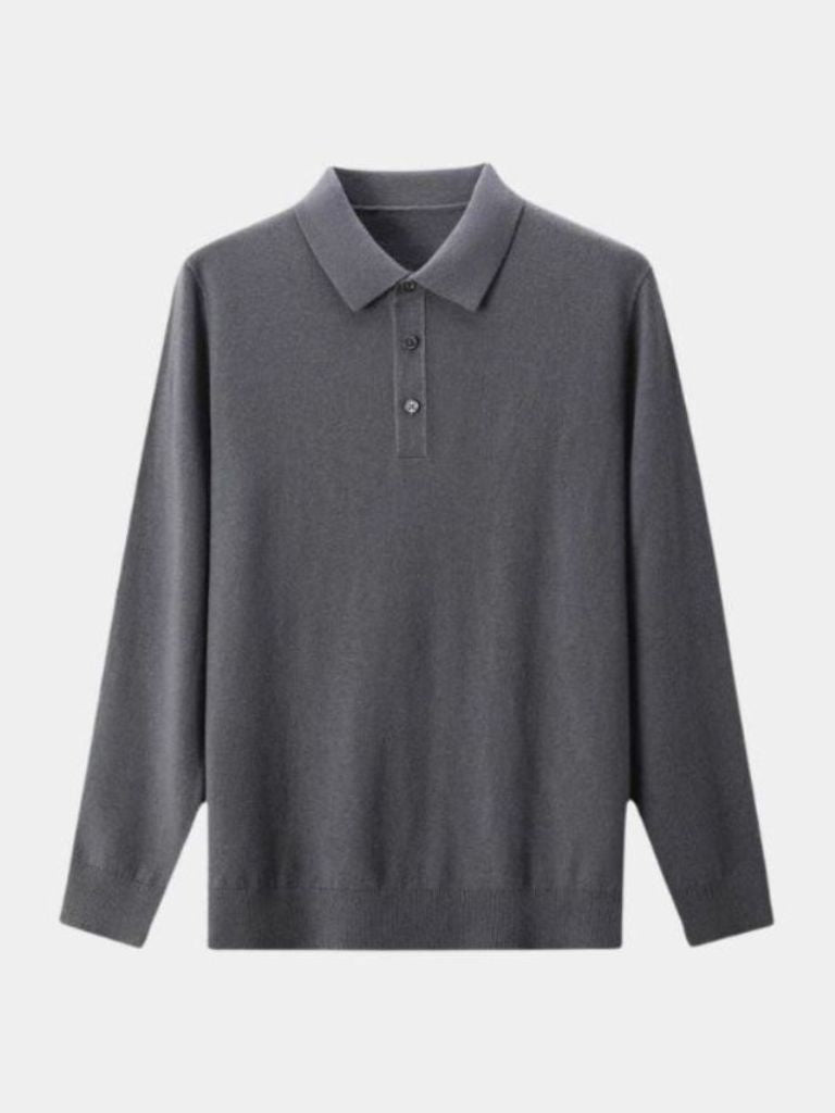 Wool Knit Button Up Polo Pullover — North Row | Side View