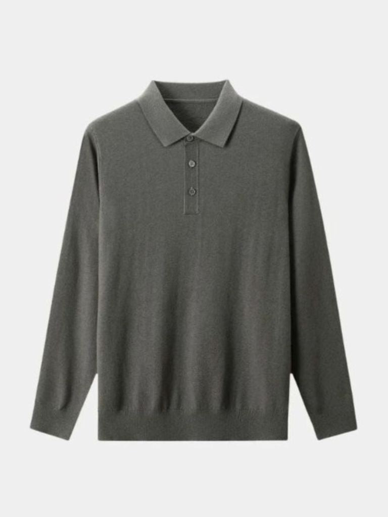 Wool Knit Button Up Polo Pullover — North Row | Lifestyle