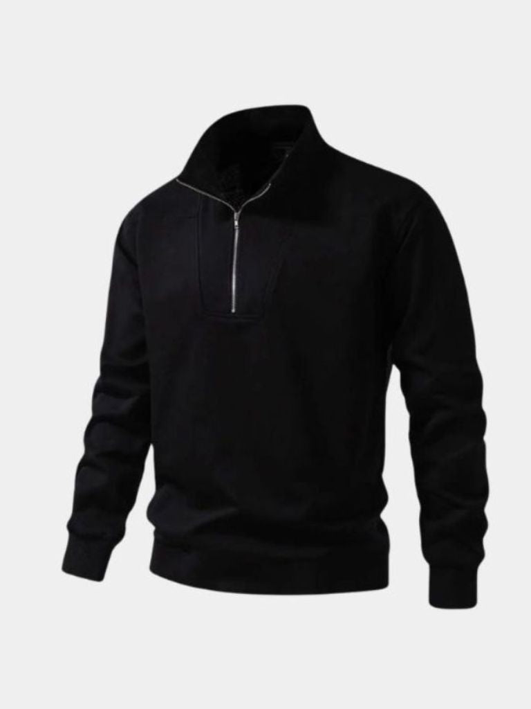 Zip Black Lapel Sports Sweatshirt — North Row | Flat Lay