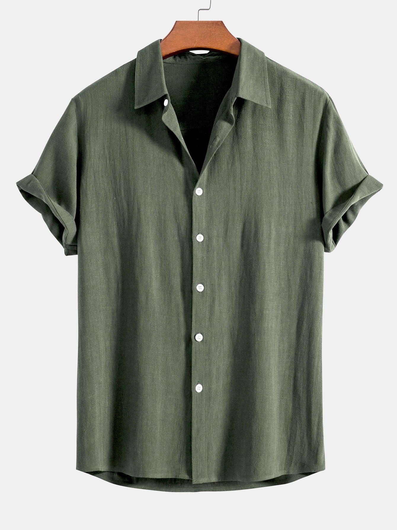 Linen Rayon Blend Button Up Shirt & Straight Leg Linen Pants — North Row | View 13