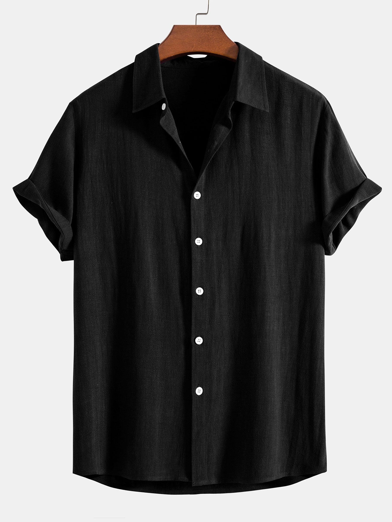 Linen Rayon Blend Button Up Shirt & Straight Leg Linen Pants — North Row | View 15