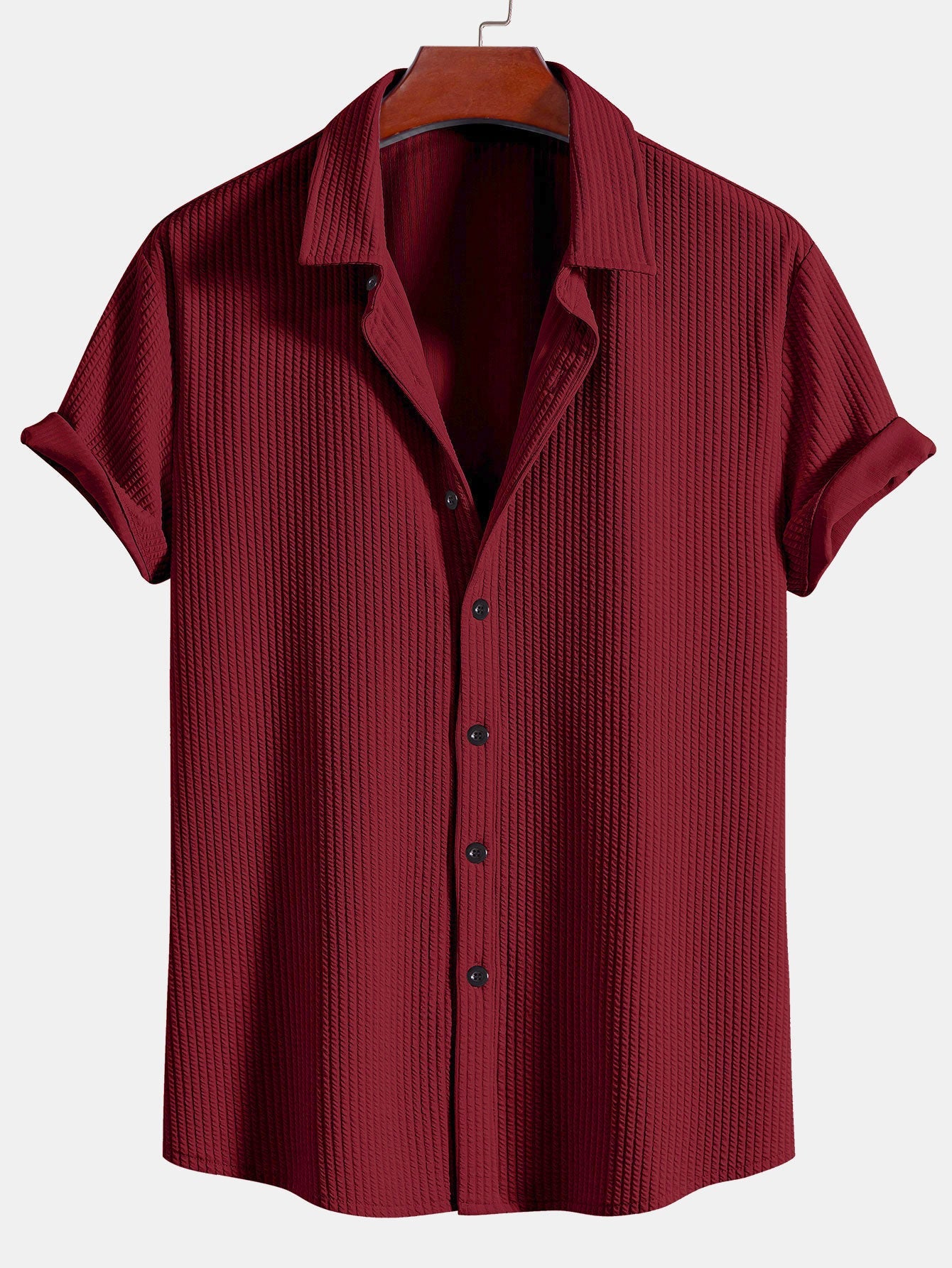 Muscle Fit Ribbed Button Up Shirt — North Row | Worn Look