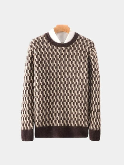 100% Wool Geometric Crew Neck Pullover Sweater - North Row