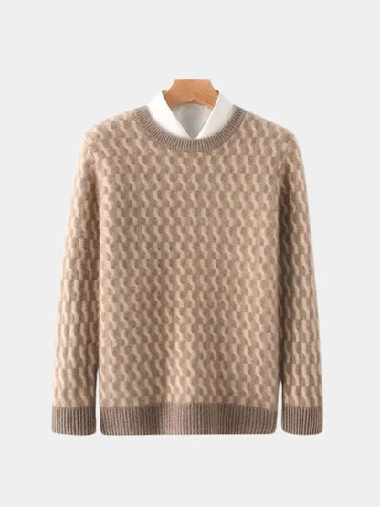 100% Wool Geometric Crew Neck Pullover Sweater - North Row