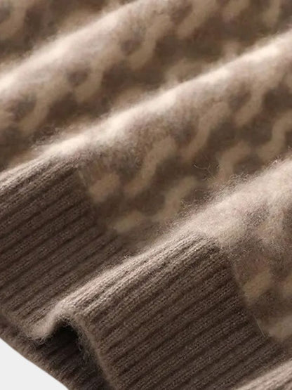 100% Wool Geometric Crew Neck Pullover Sweater - North Row