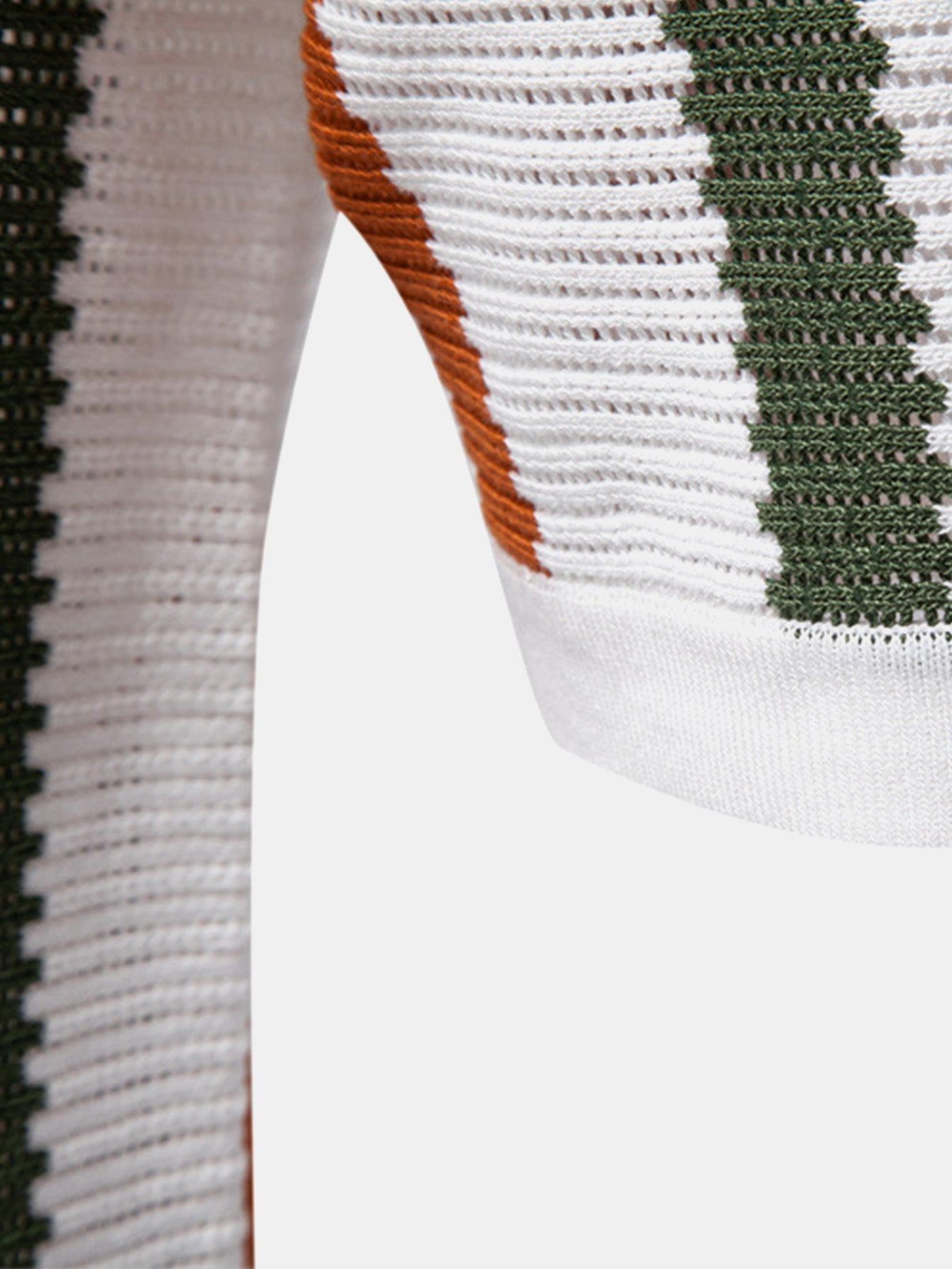 Stripe Knit V Neck Polo Shirt — North Row | Collar Detail