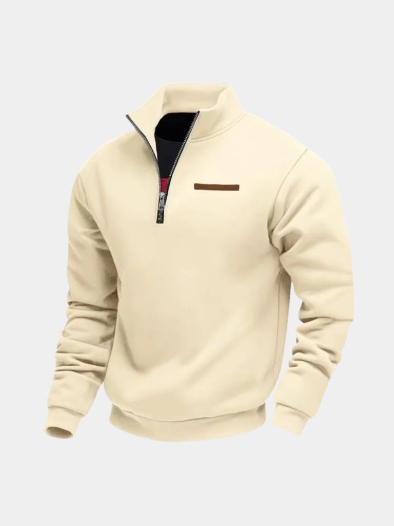 Slate Urban High Collar Pullover — North Row | Collar Detail