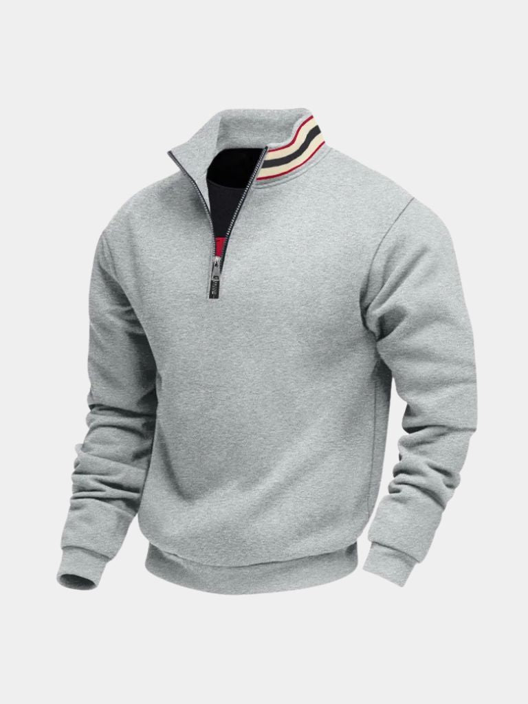 Regent Striped High Collar Pullover — North Row | Front View