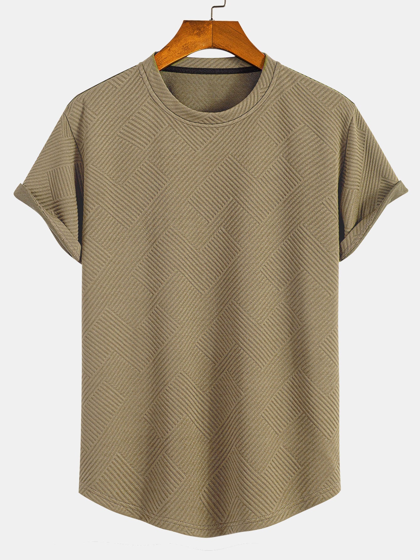 Short Sleeve Stripe Jacquard Arc Hem T-Shirt — North Row | Close-Up