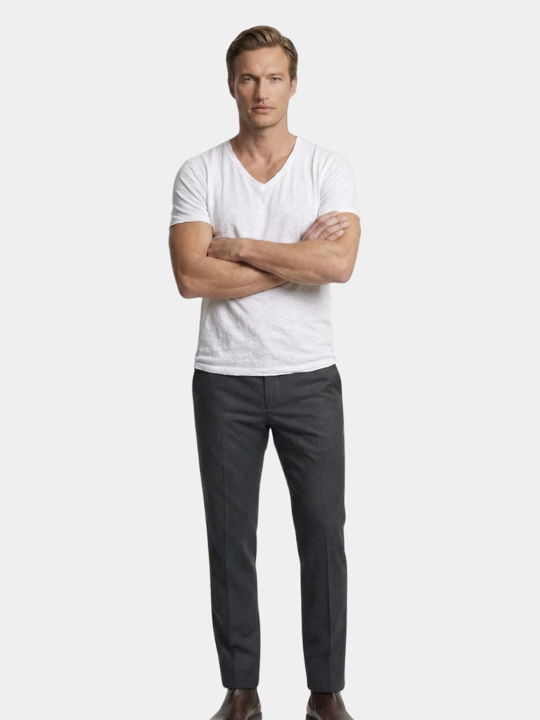 Albo Classic Linen V Neck T-Shirt — North Row | Back View