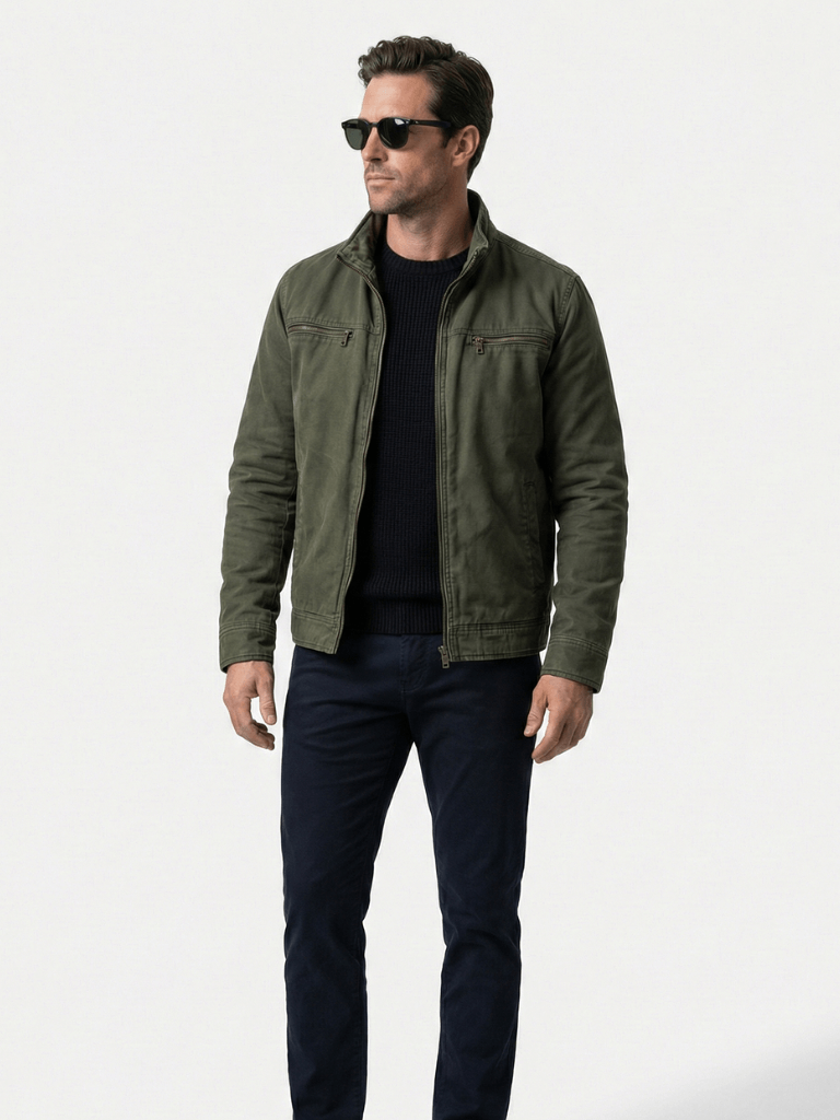 Valmont Vintage Olive Field Jacket — North Row | Side View