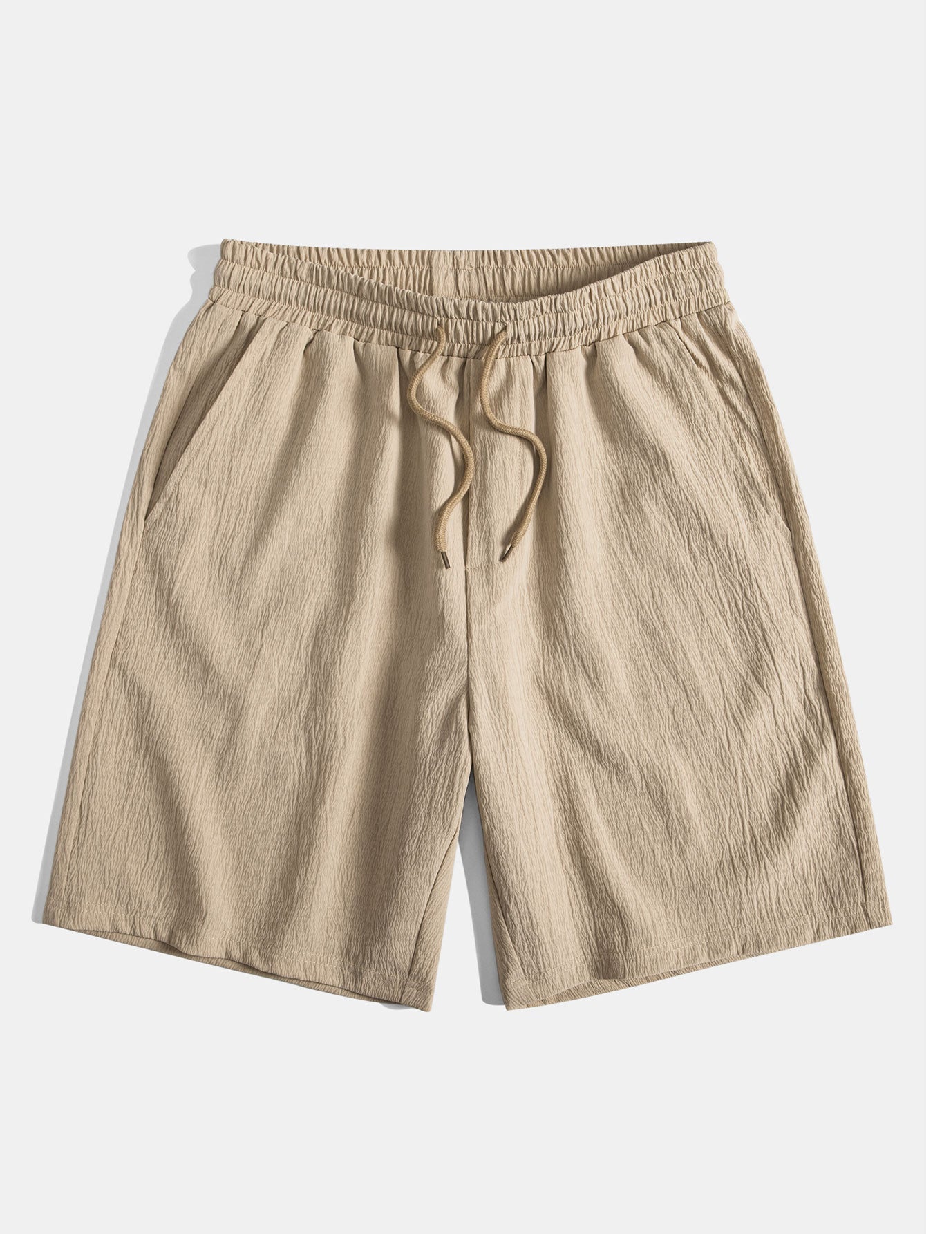 Linen Rayon Blend Button Up Shirt & Crinkled Textured Drawstring Shorts — North Row | View 19