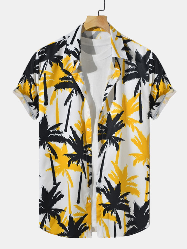 Palm Tree Print Button Up Shirt & Swim Shorts — North Row | Full Length