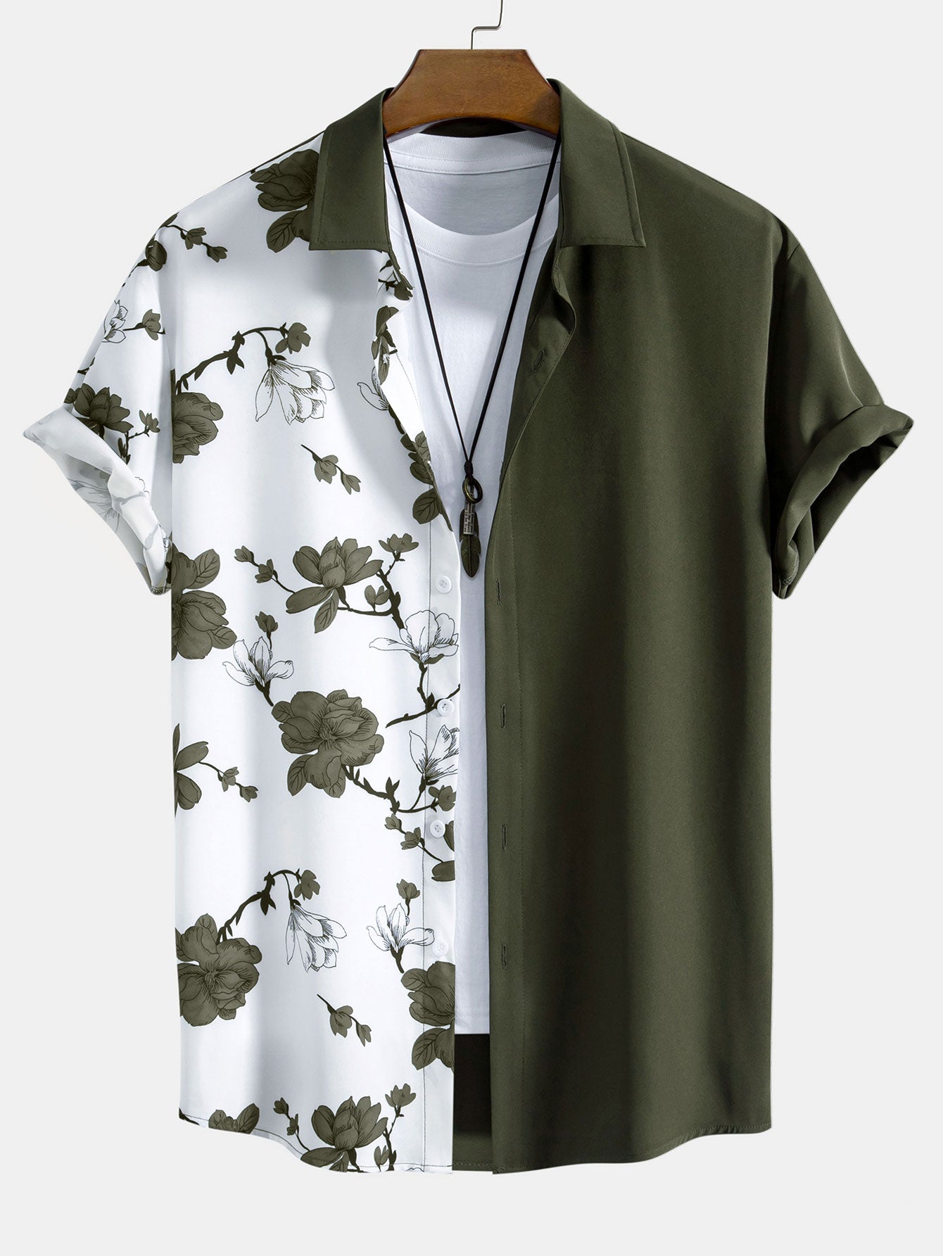Floral Patchwork Print Button Up Shirt — North Row | Back View