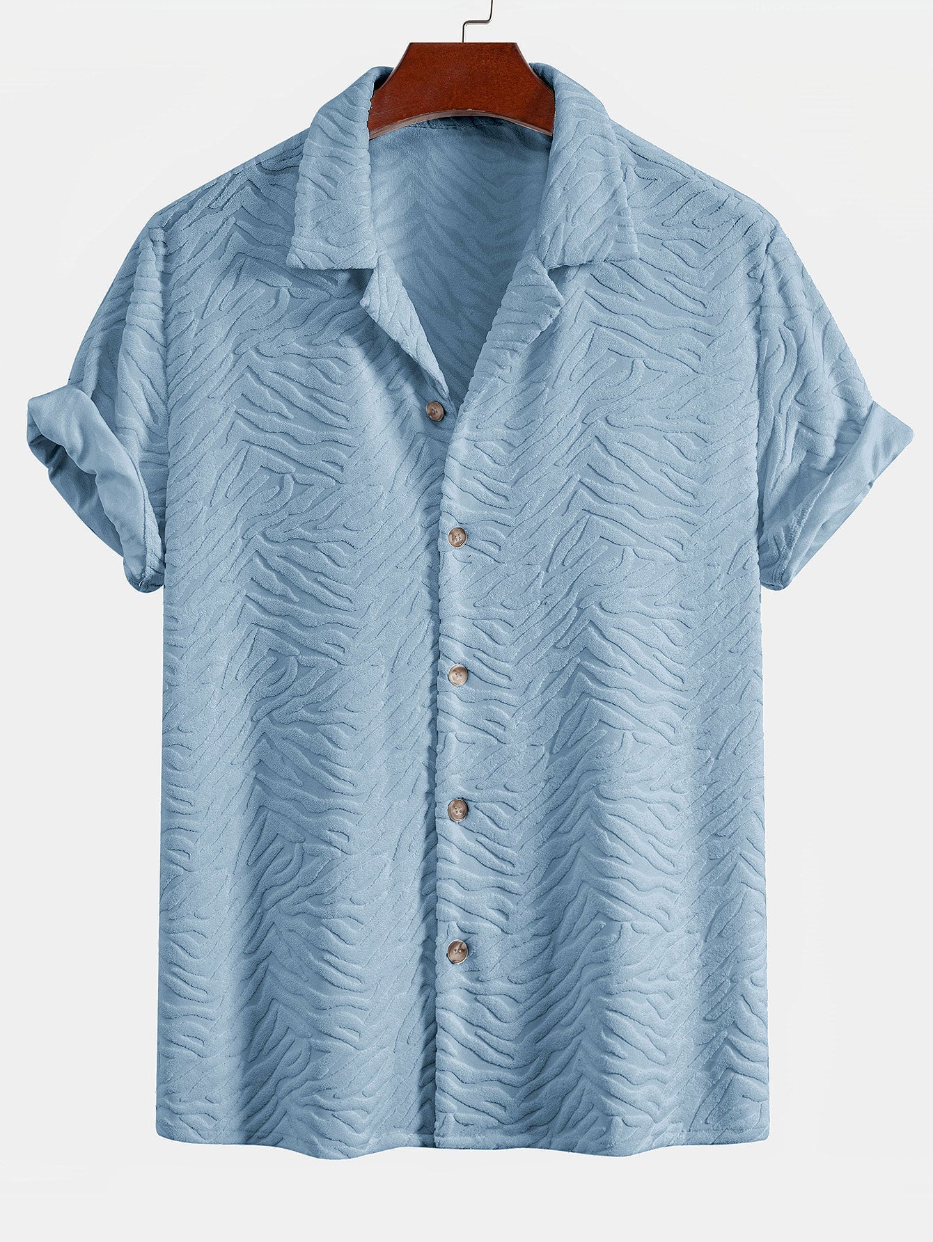 Animal Texture Terry Cuban Shirt & Shorts — North Row | Flat Lay