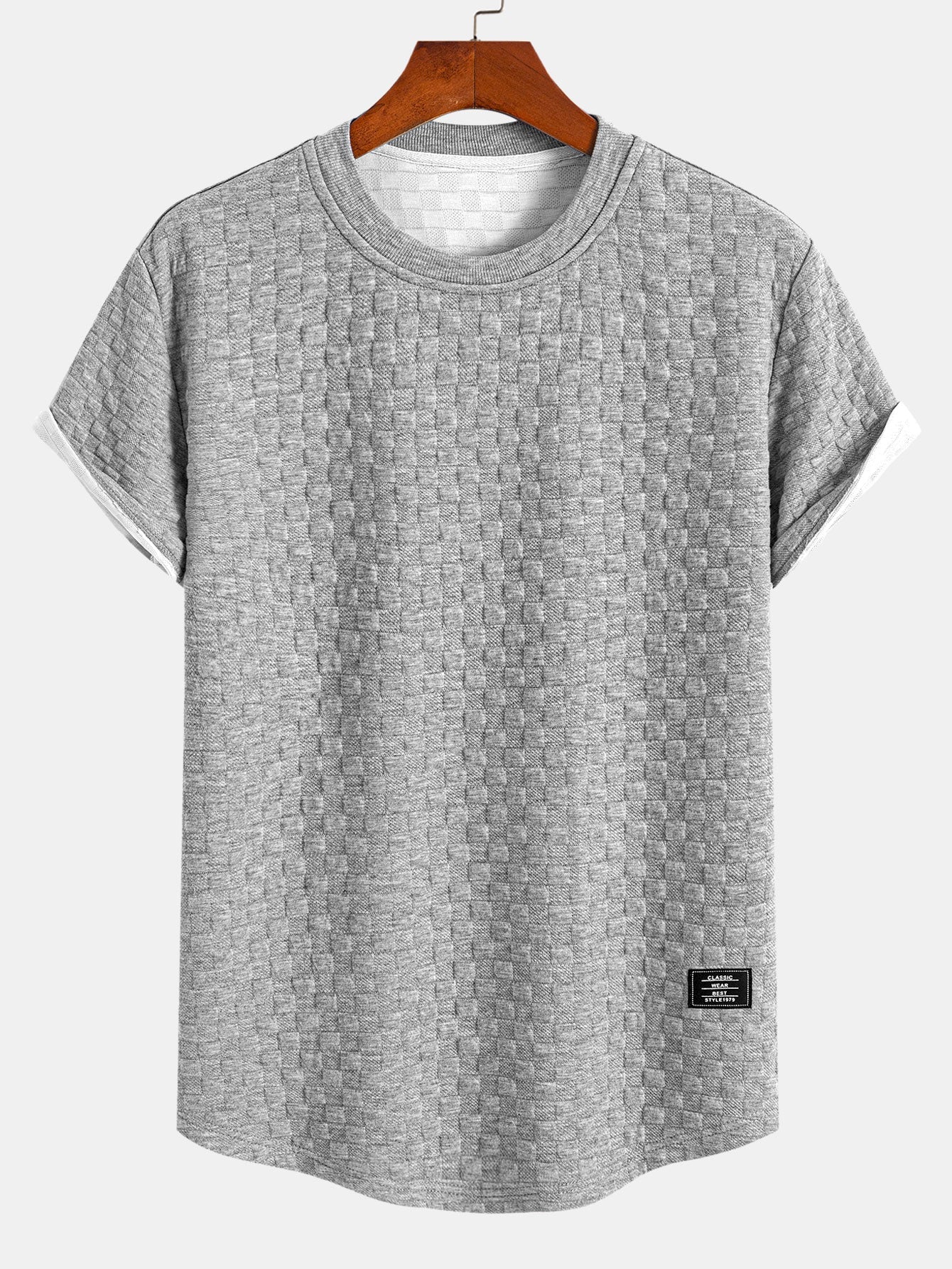 Checkerboard Jacquard  Arc Hem T-Shirt — North Row | Lifestyle