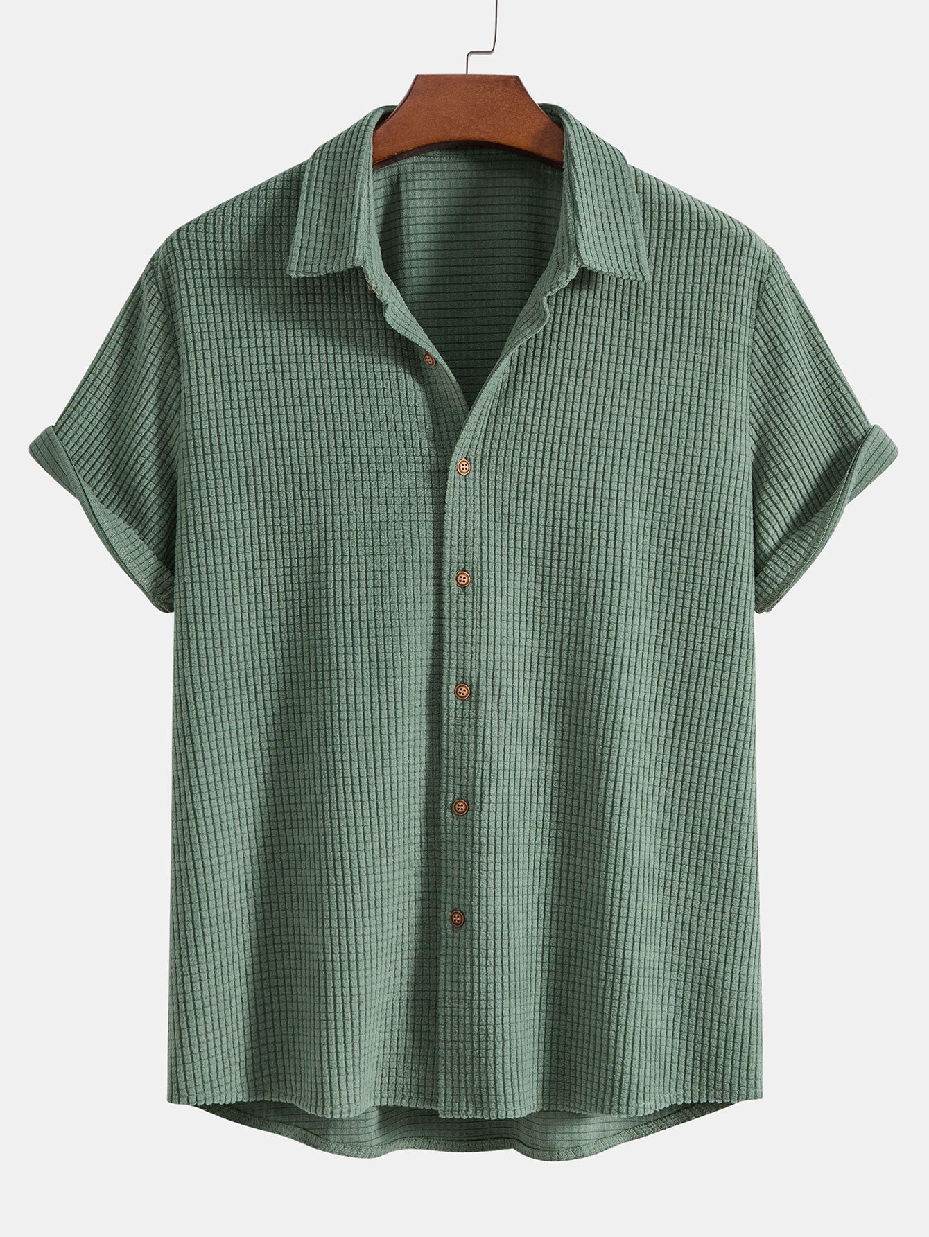 Waffle Button Up Shirt & Shorts — North Row | Close-Up