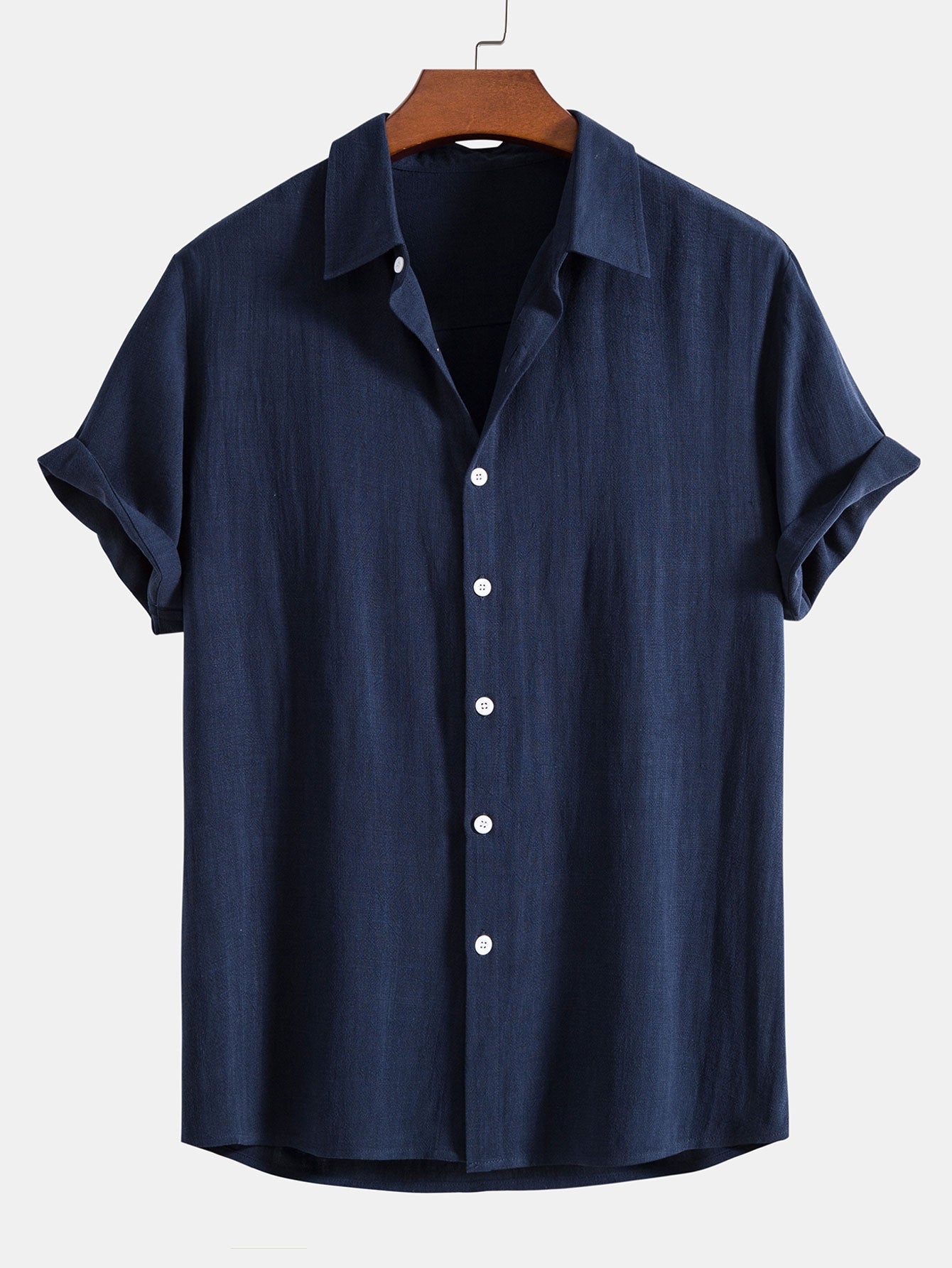 Linen Rayon Blend Button Up Shirt & Straight Leg Linen Pants — North Row | Flat Lay