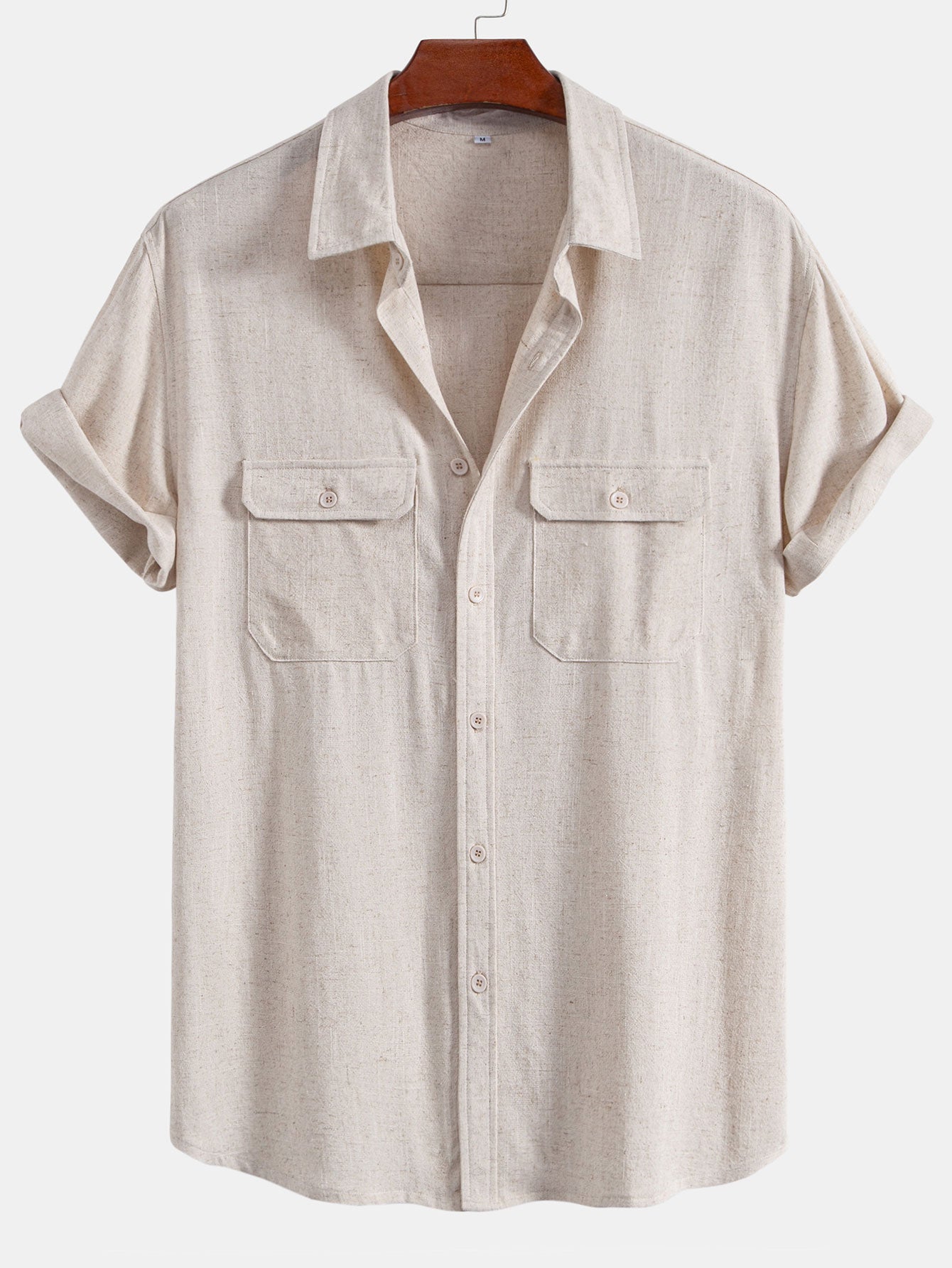 Linen Rayon Blend Pocket Utility Shirt & Straight Leg Linen Pants — North Row | Detail View