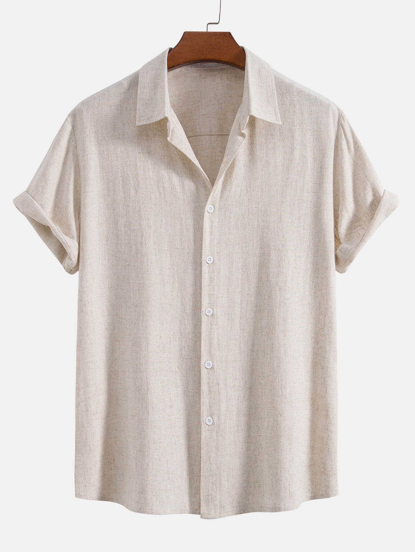 Linen Rayon Blend Button Up Shirt — North Row | Back View
