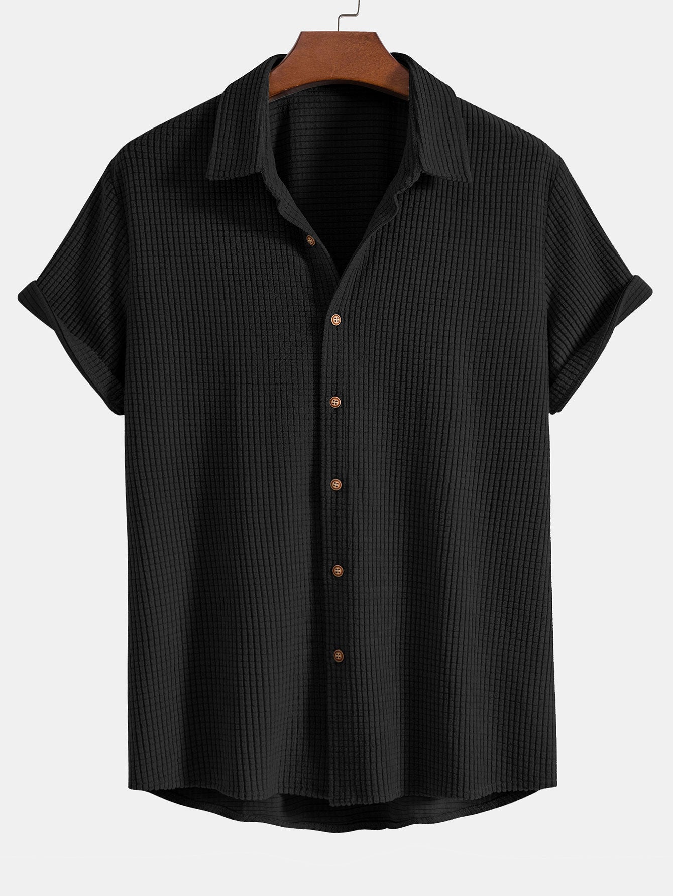 Waffle Button Up Shirt & Shorts — North Row | Flat Lay