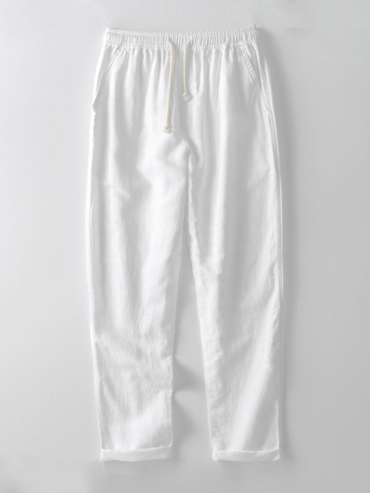 Straight Leg Linen Pants — North Row | Front View