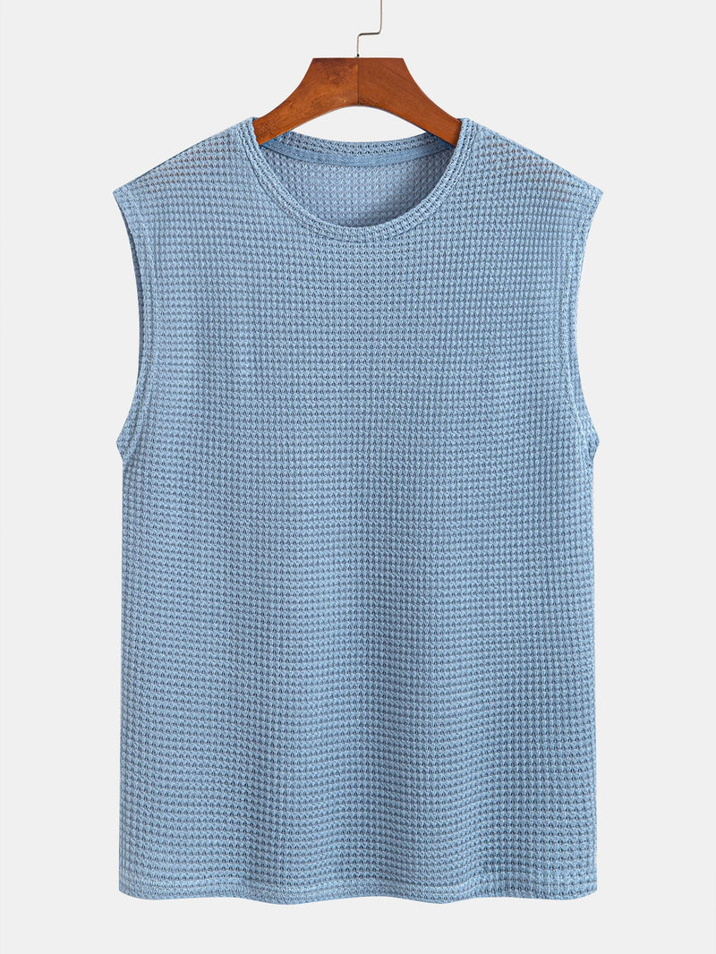 Waffle Knit Wide Strap Sleeveless T-Shirt — North Row | Front View