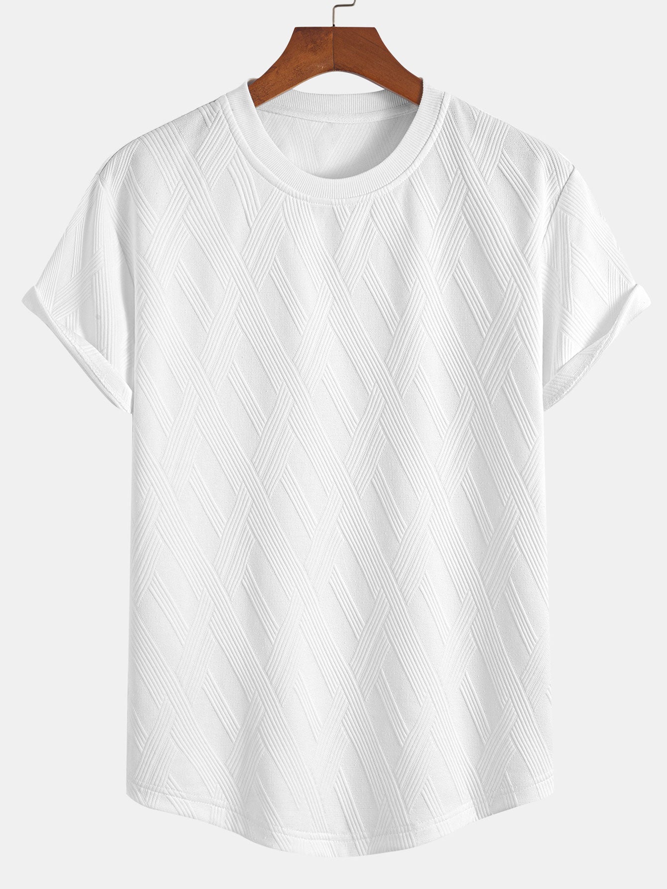 Diamond Jacquard Arc Hem T-Shirt & Diamond Jacquard Shorts — North Row | Detail View