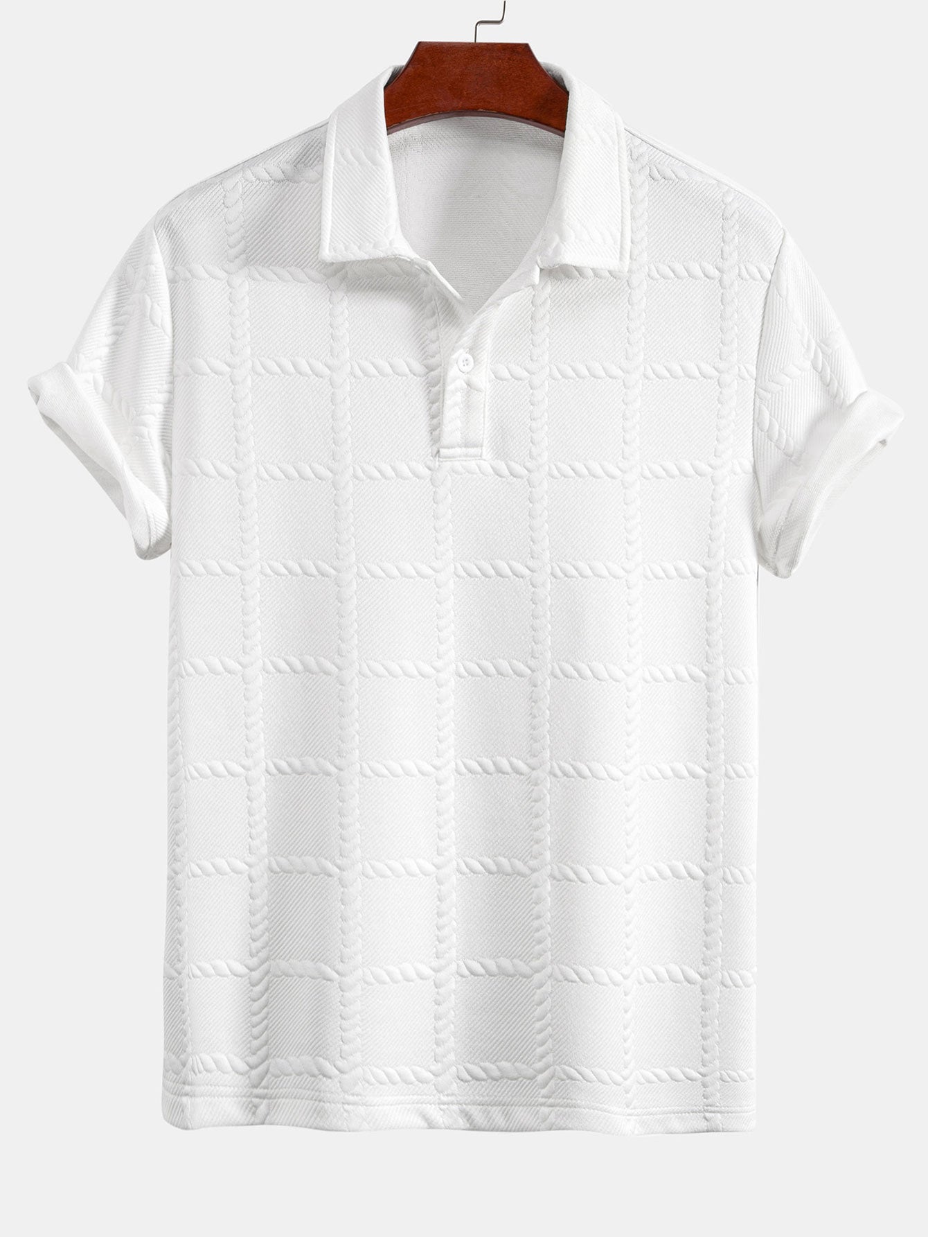 Checkered Jacquard  Polo Shirt — North Row | Front View