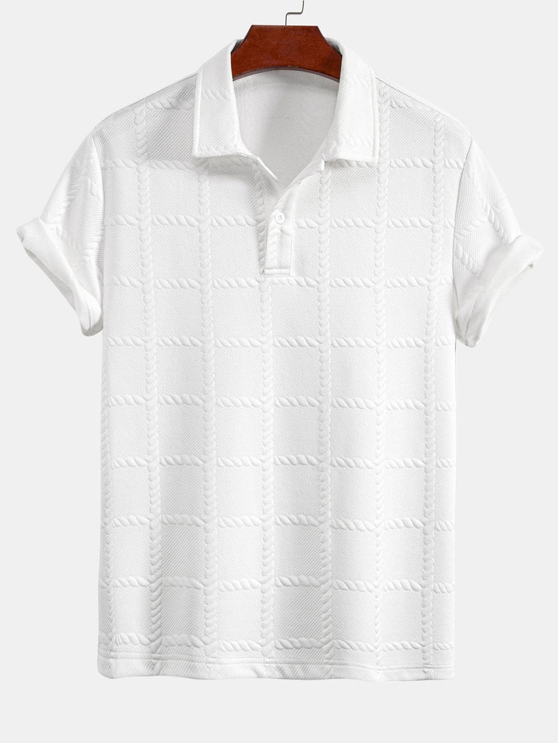 Checkered Jacquard  Polo Shirt — North Row | Front View