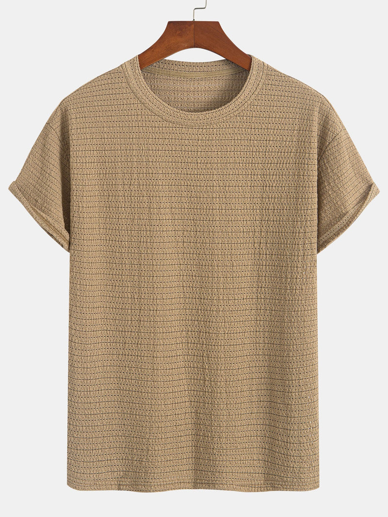 Relax Fit Striped Textured T-Shirt — North Row | Front View