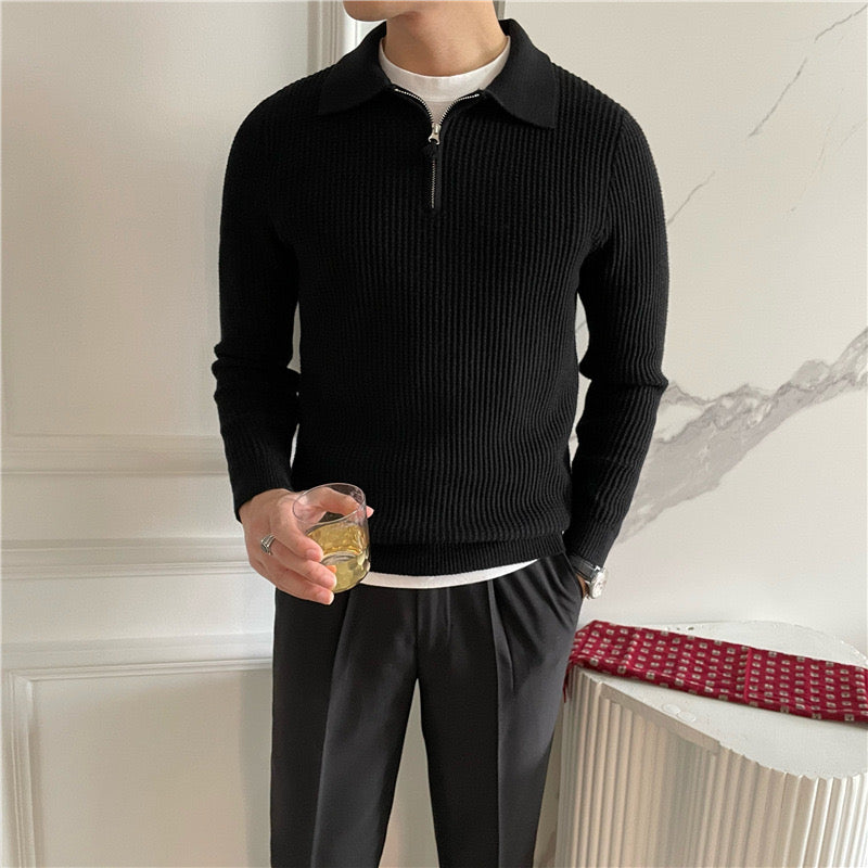 Gonjo Zipped Sweater — North Row | Collar Detail