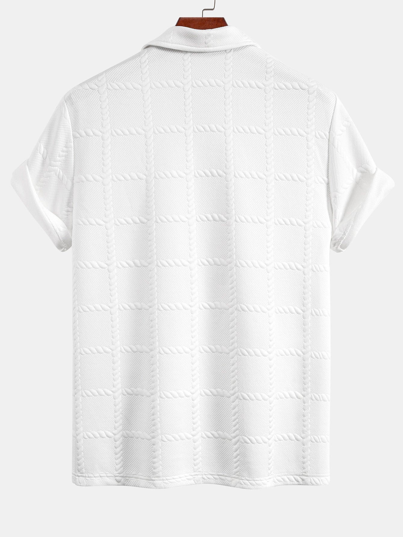 Checkered Jacquard  Polo Shirt — North Row | Side View