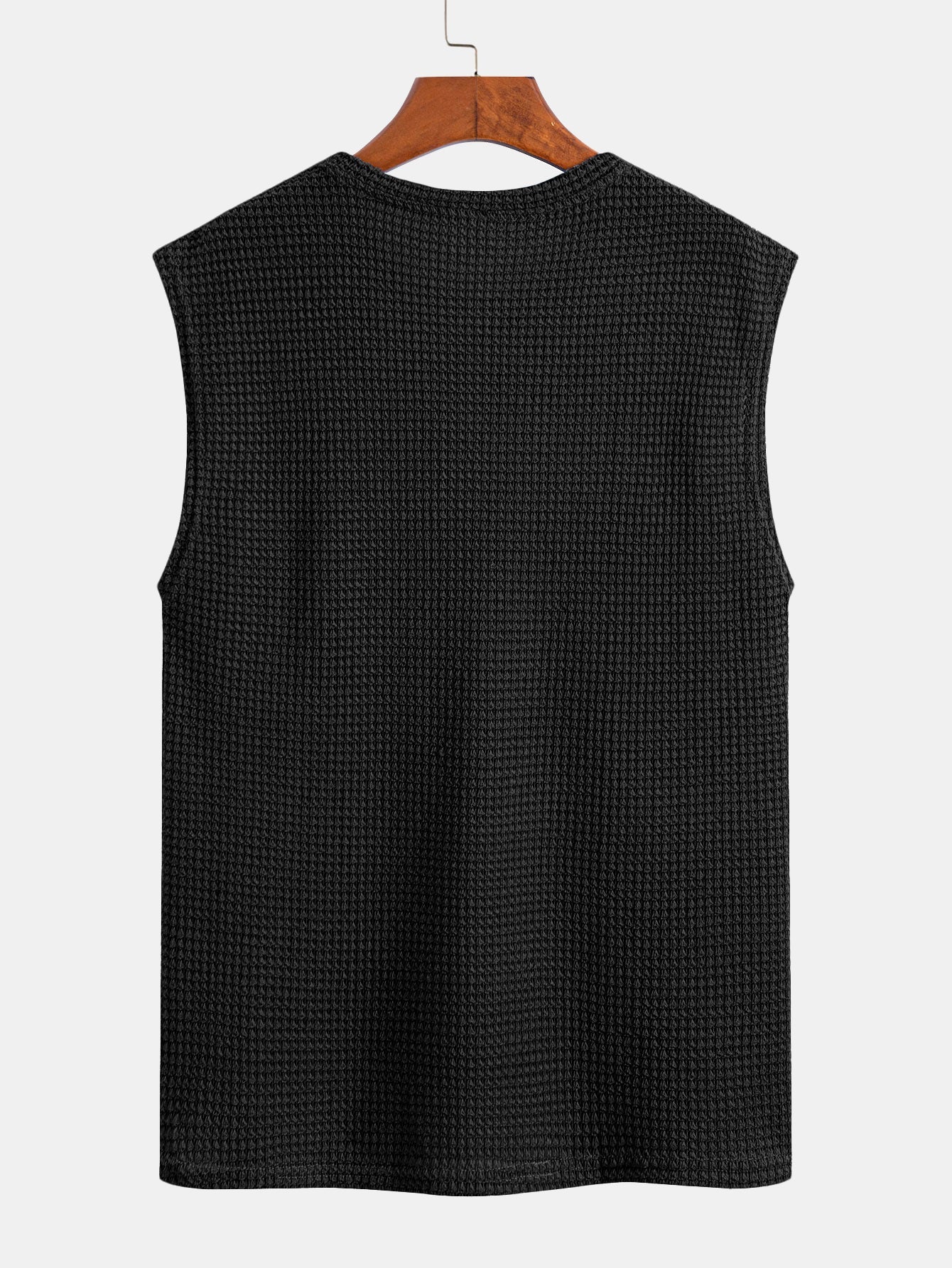 Waffle Knit Wide Strap Sleeveless T-Shirt — North Row | Detail View