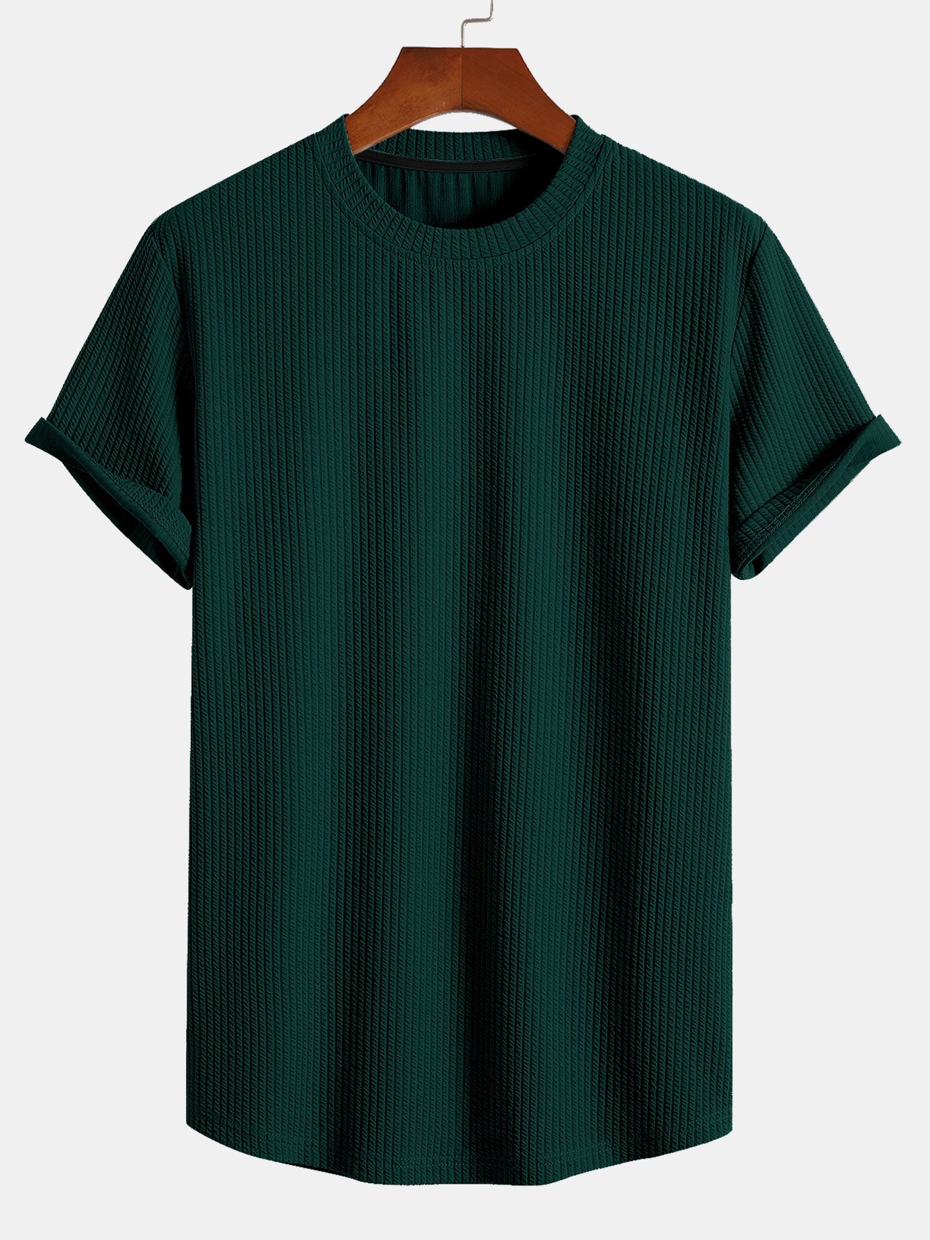 Muscle Fit Ribbed Arc Hem T-Shirt — North Row | Back View