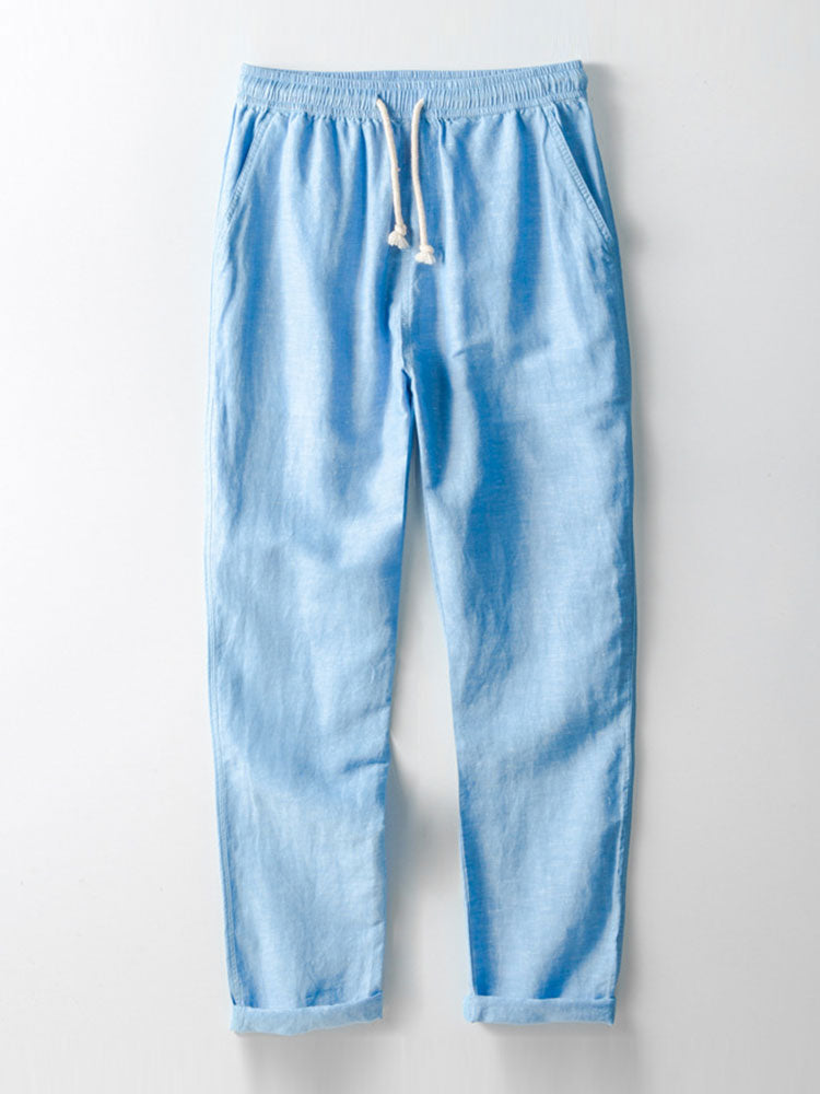Straight Leg Linen Pants — North Row | Back View