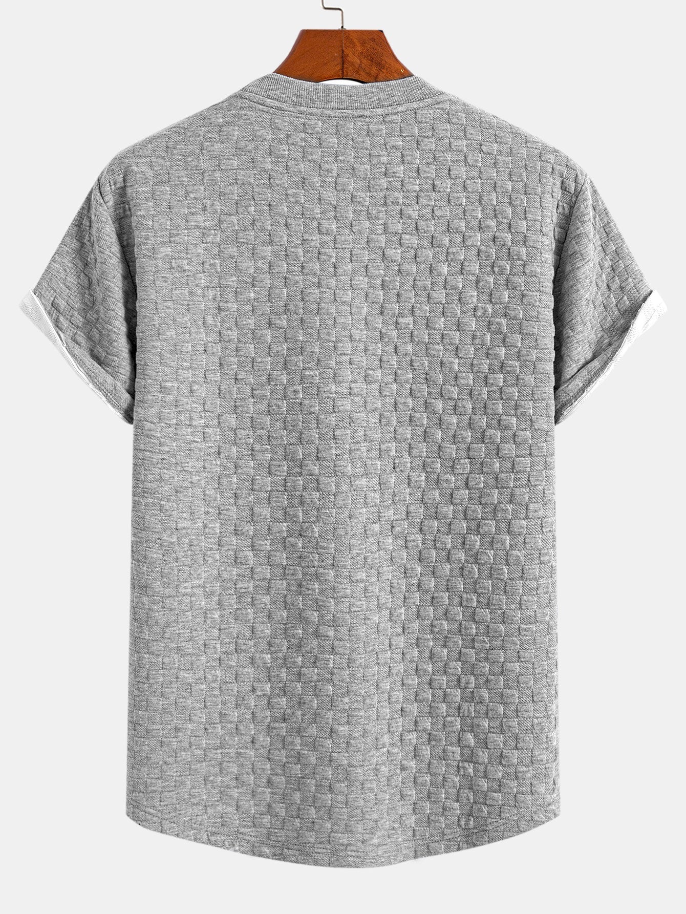 Checkerboard Jacquard  Arc Hem T-Shirt — North Row | Close-Up