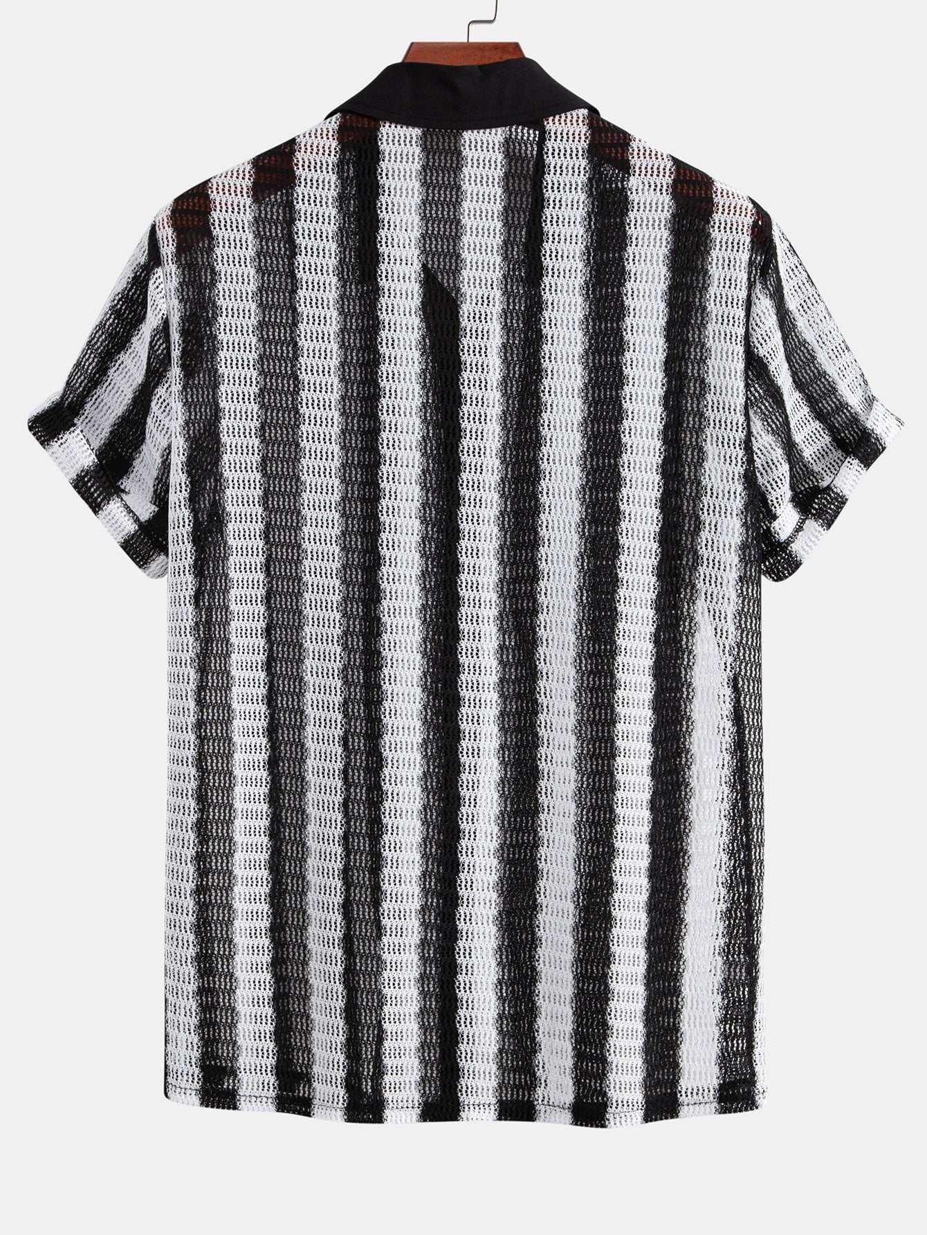 Hollow Out Stripe Textured Button Up Shirt — North Row | Side View