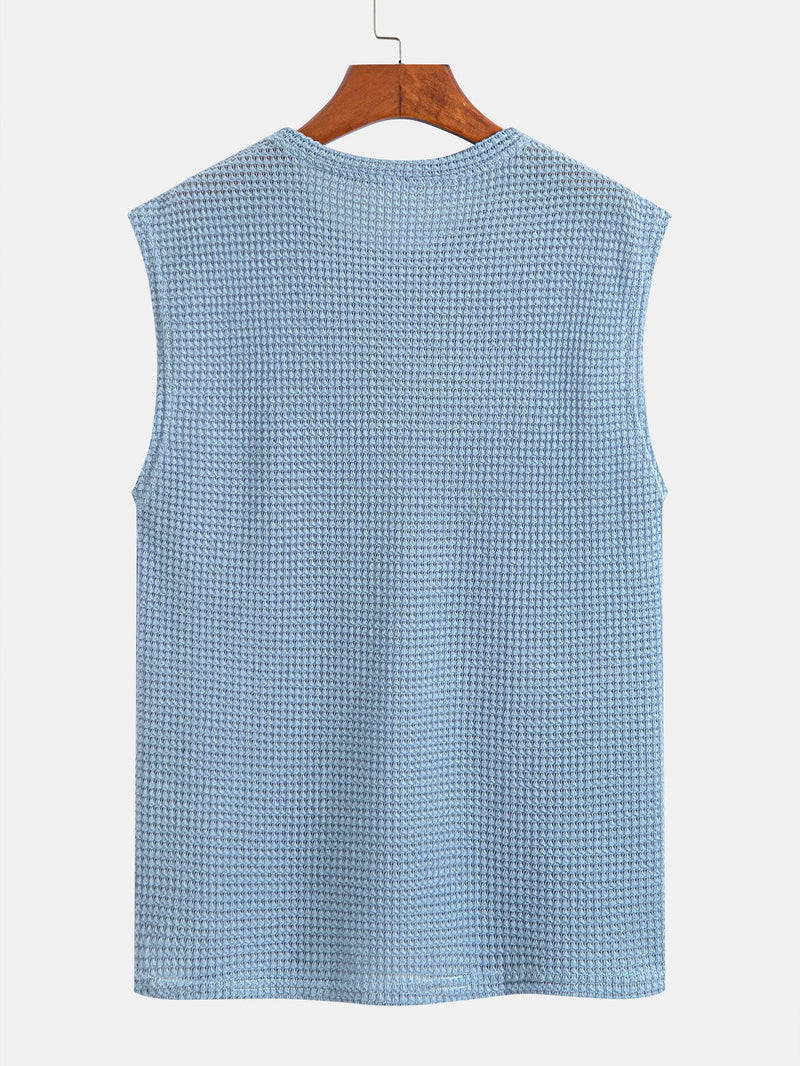 Waffle Knit Wide Strap Sleeveless T-Shirt — North Row | Side View