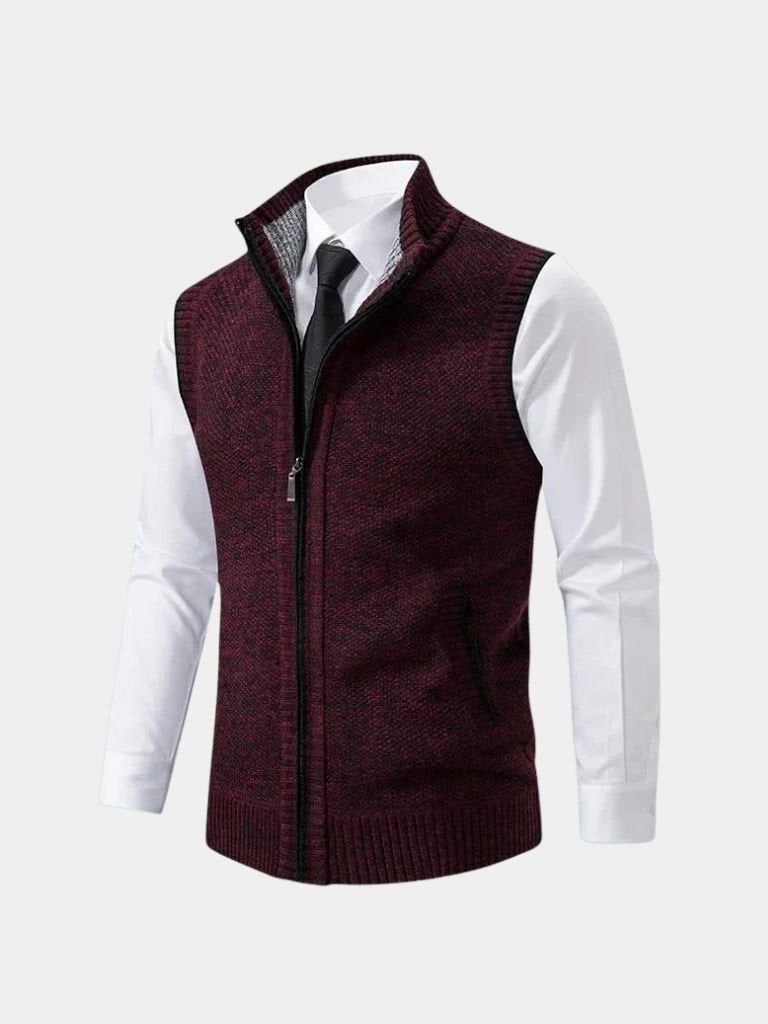 Elegant Full-Zip Sweater Vest — North Row | Texture Detail
