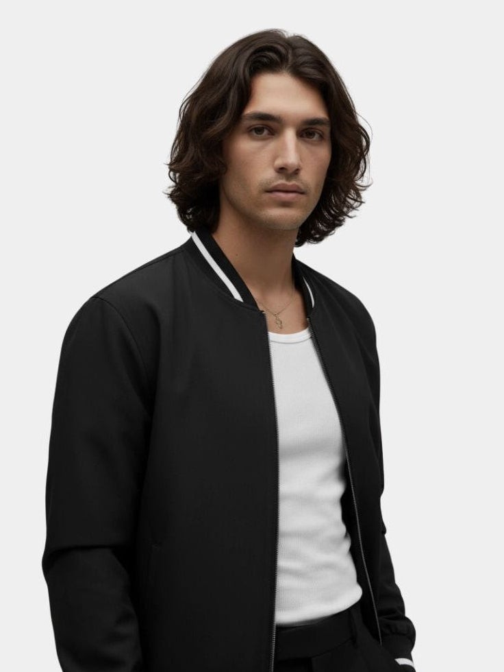 Casual Baseball Bomber Jacket — North Row | Side View