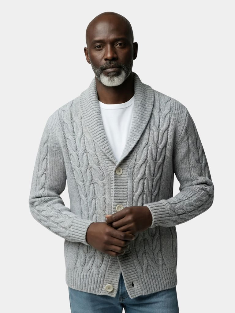 Men's Elegant Knit Cardigan — North Row | Front View