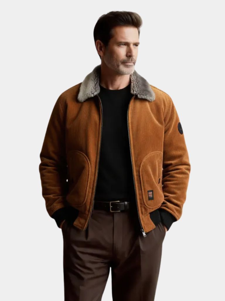 Thermal Windbreaker Corduroy Jacket — North Row | Side View
