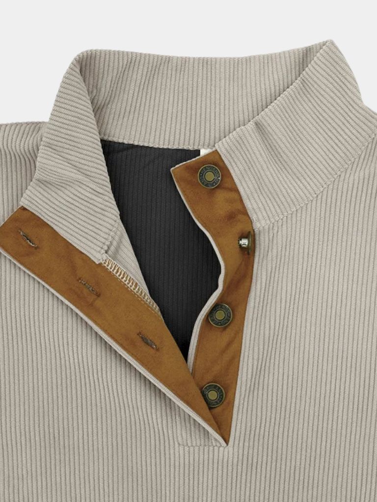 High Collar Corduroy Retro Pullover — North Row | Side View