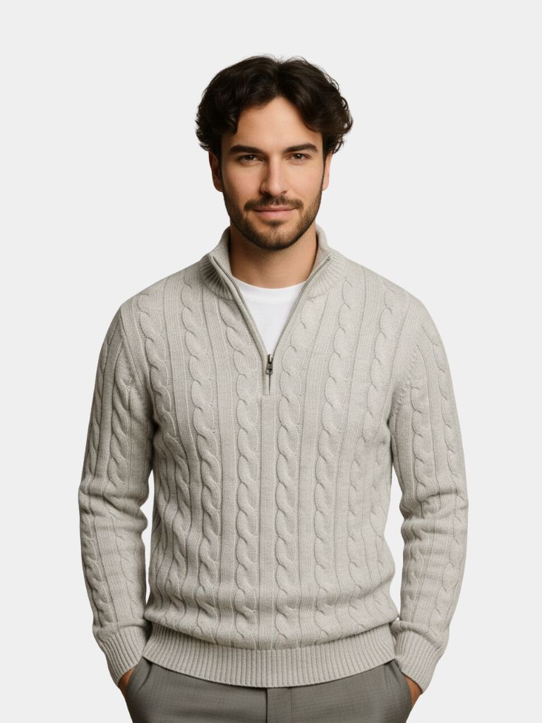 Essential Half Zip Curve Sweater — North Row | Front View