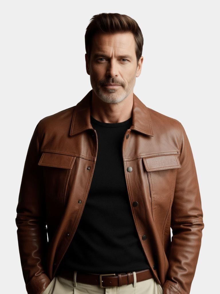 Bronze Rebel Leather Jacket — North Row | Side View
