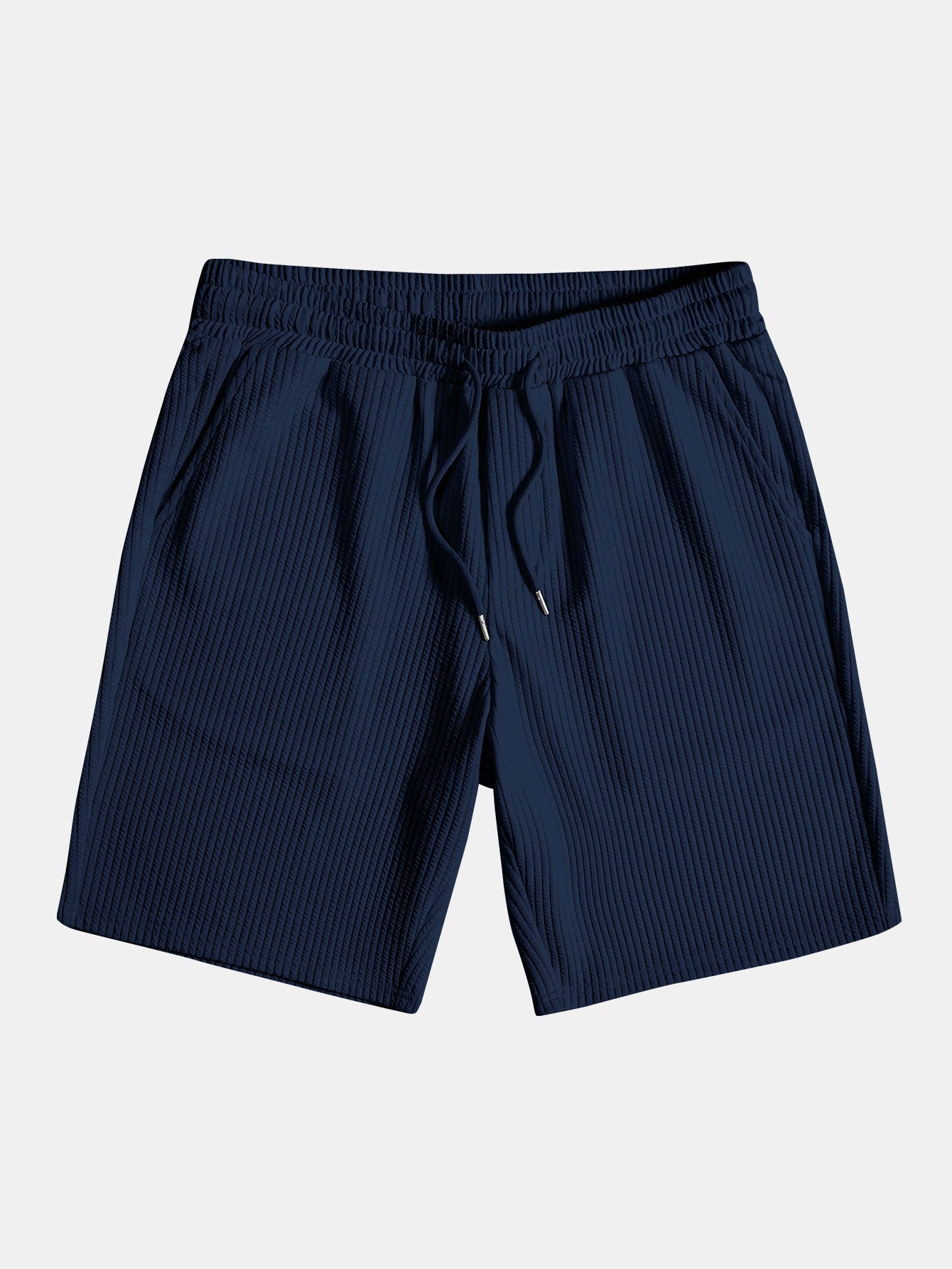 Muscle Fit Ribbed Stand Collar Shirt & Shorts — North Row | View 21